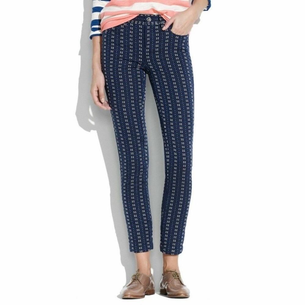 Madewell Navy Stitchdot Fabric Skinny‎ Pants Size 10
